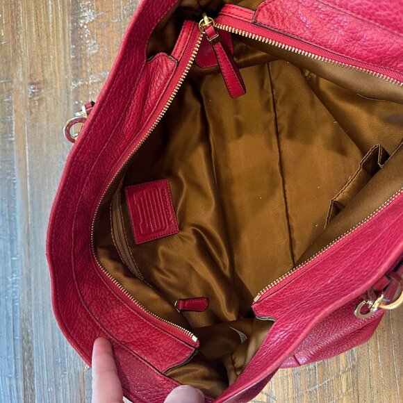 Coach Edie Shoulder Bag – Red Pebbled Leather - Picture 6 of 9